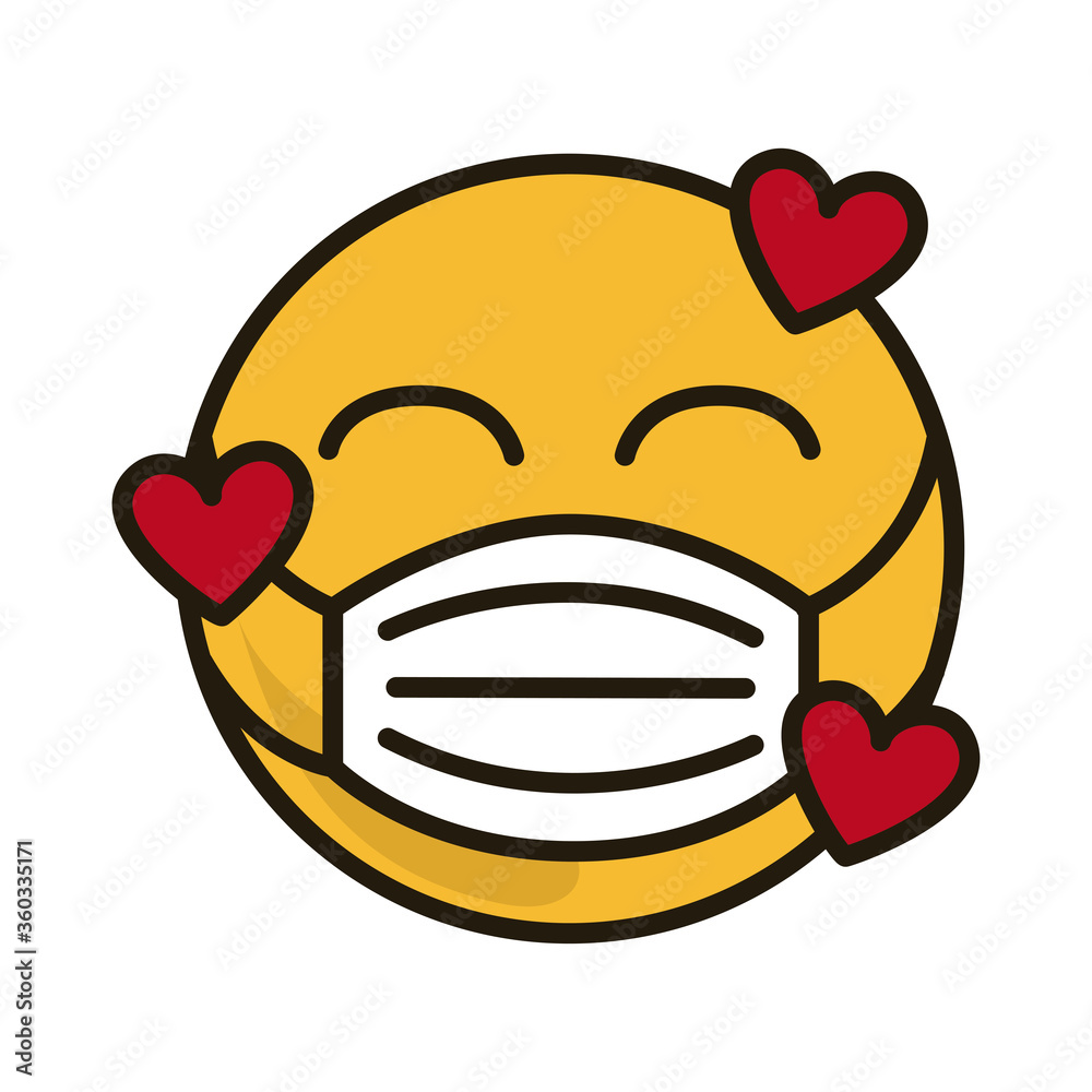 emoticon with medical mask coronavirus covid-19 pandemic, flat cartoon style emoticon with medical mask coronavirus covid-19 pandemic, flat cartoon style