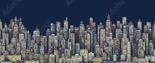 City skyline. Hand drawn Il...