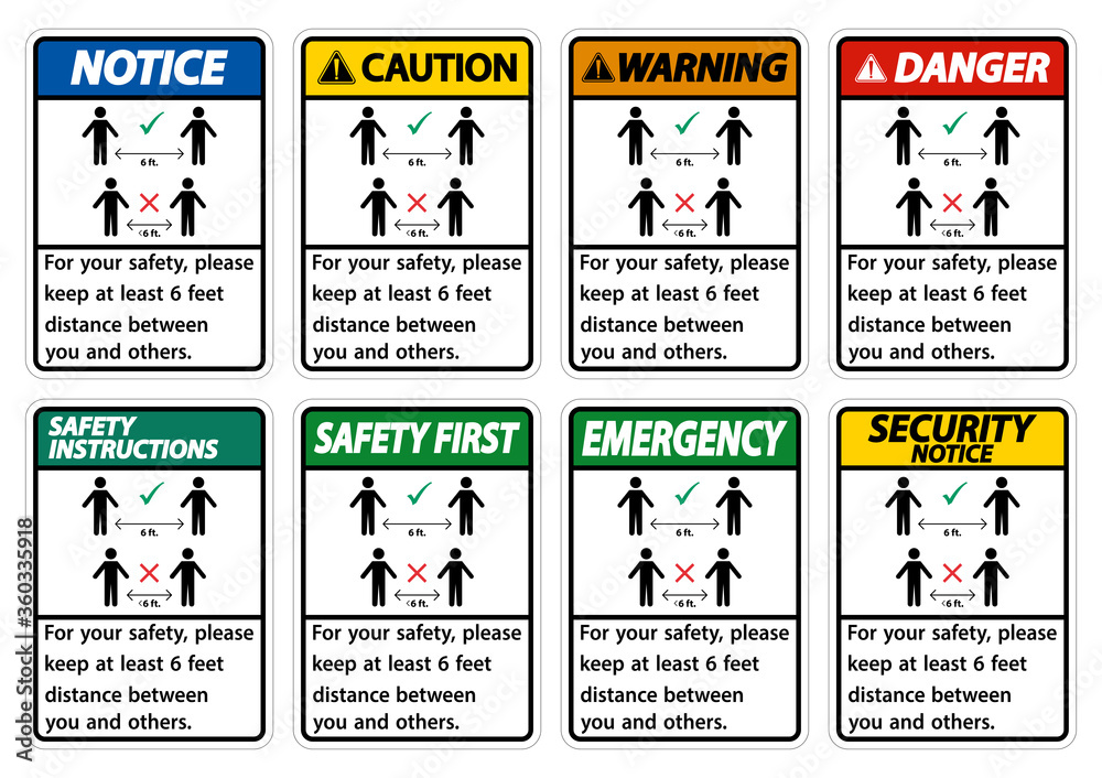 Vetor de Keep 6 Feet Distance,For your safety,please keep at least 6