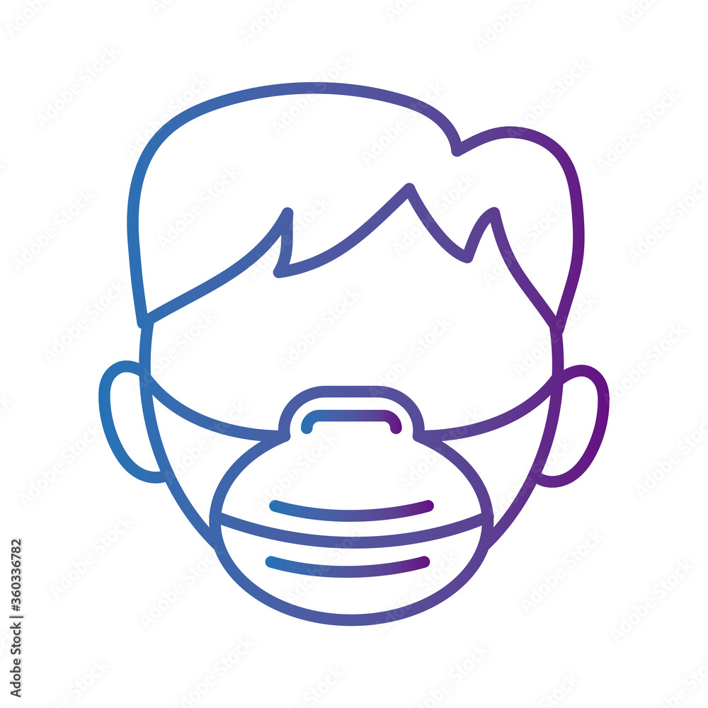 man wearign medical mask respiratory accessory line style icon man wearign medical mask respiratory accessory line style icon