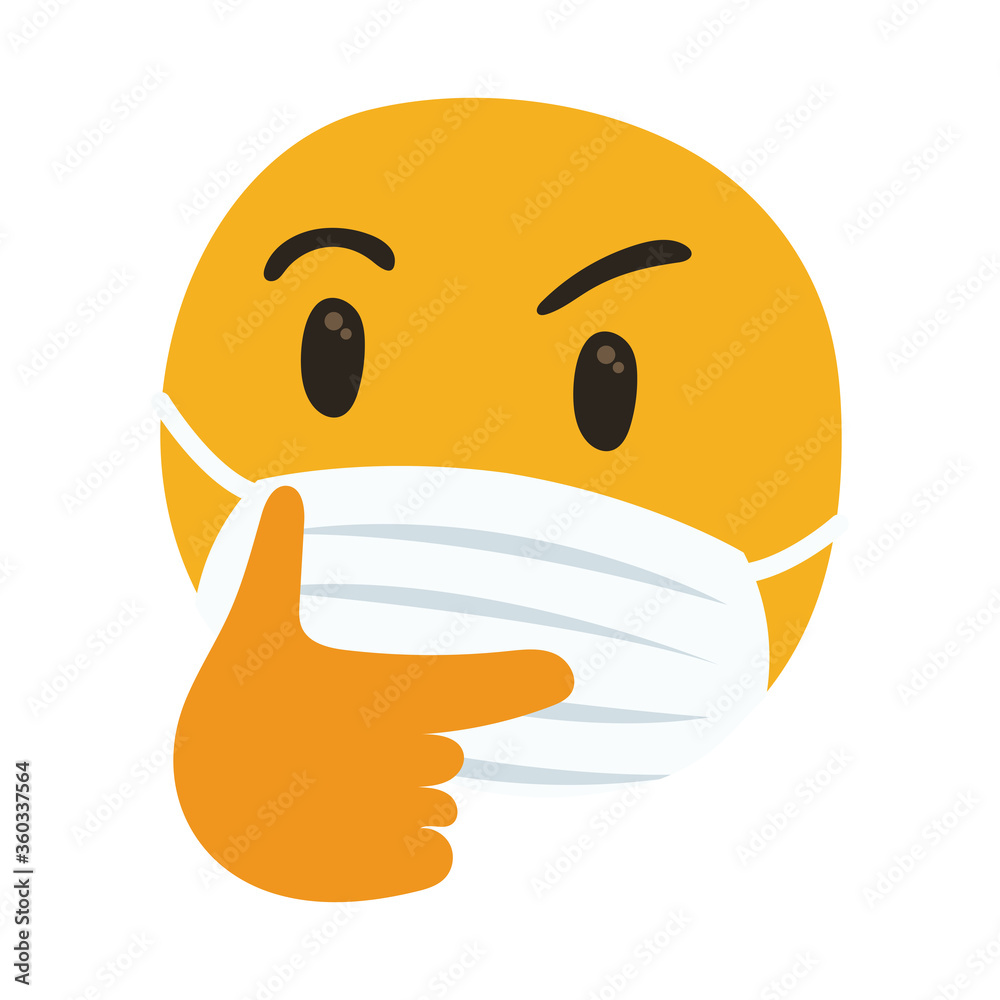 emoji Thoughtful wearing medical mask hand draw style emoji Thoughtful wearing medical mask hand draw style