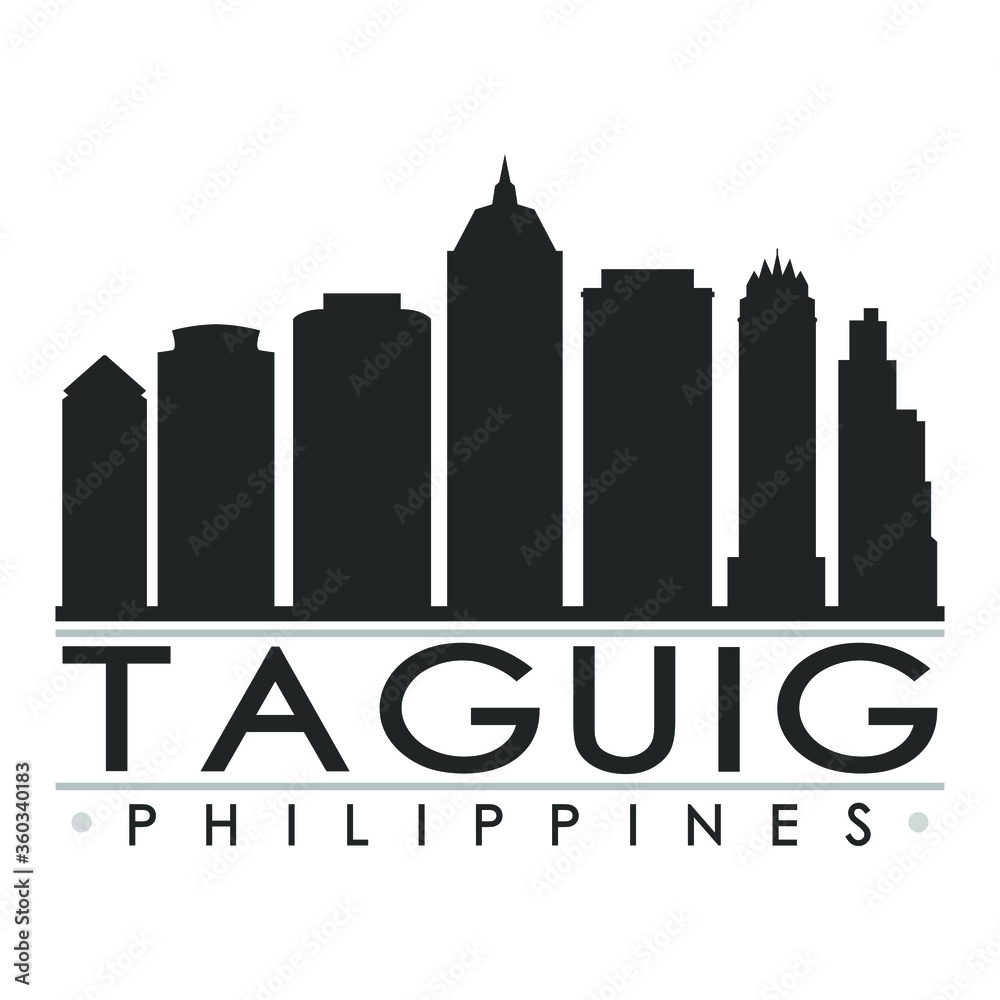 Taguig Philippines Skyline Silhouette Design City Vector Art Famous Buildings 