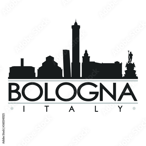 Bologna Italy Skyline Silhouette Design City Vector Art Famous Buildings 