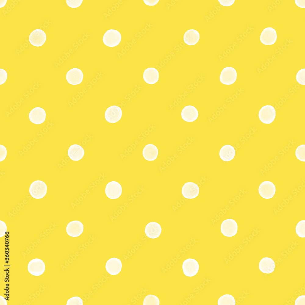 rainbow yellow and white watercolor polka dots cute seamless pattern retro background