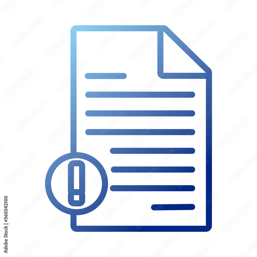 paper document with alert symbol gradient style icon paper document with alert symbol gradient style icon