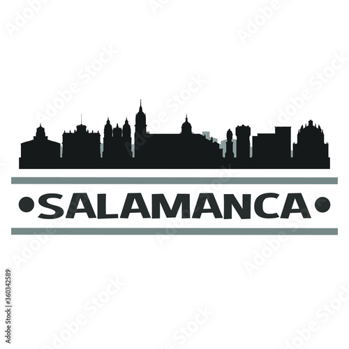 Salamanca Spain City Travel. City Skyline. Silhouette City. Design Vector. Famous Monuments. photo