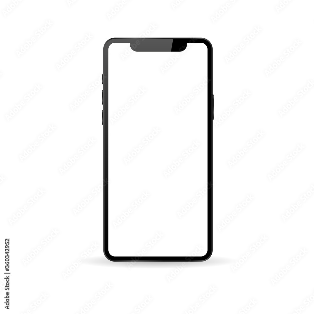 Realistic modern phone on a white background Realistic modern phone on a white background