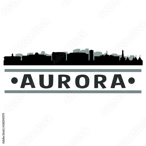 Aurora Colorado Travel. City Skyline. Silhouette City. Design Vector. Famous Monuments.