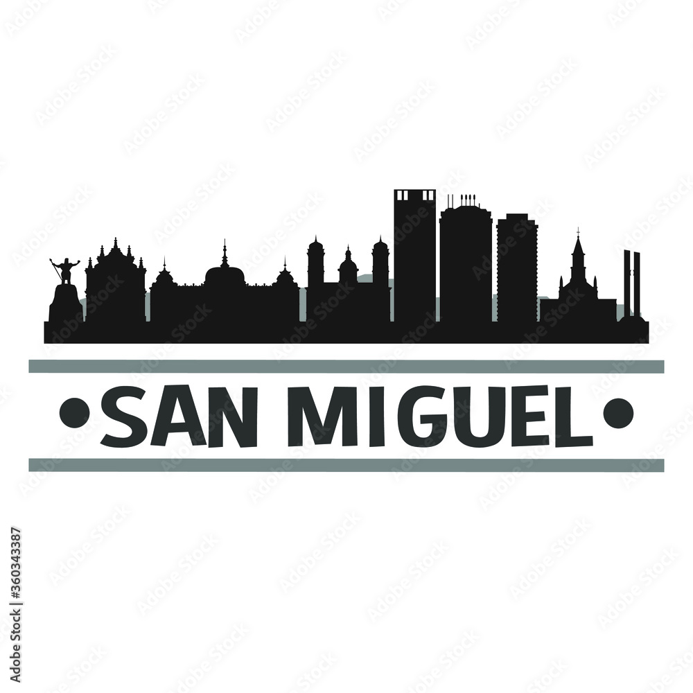 San Miguel de Tucuman Argentina Travel. City Skyline. Silhouette City. Design Vector. Famous Monuments.