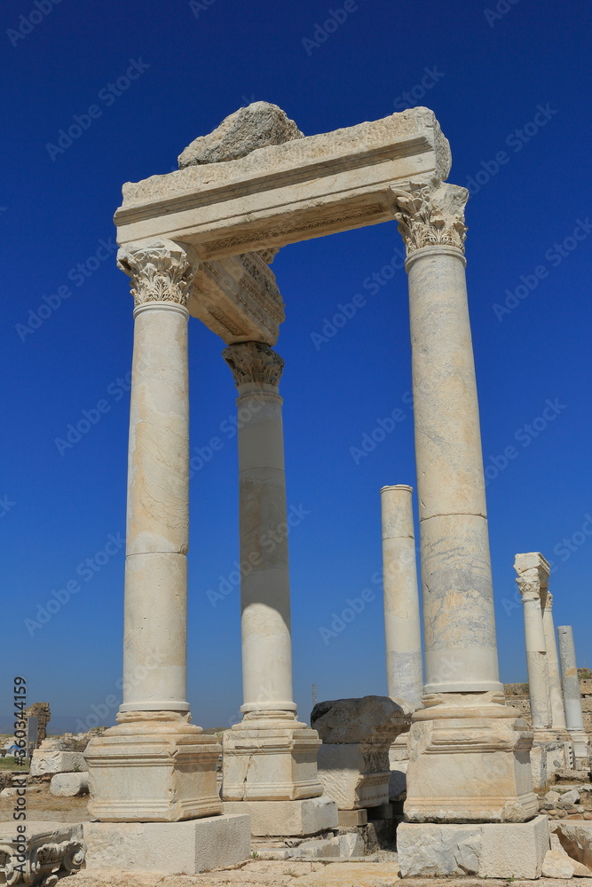 The ancient city of Laodicea, Denizli-Turkey. The excavations are still in progress in the ancient city, where one of the seven major churches of Christianity is also a part.