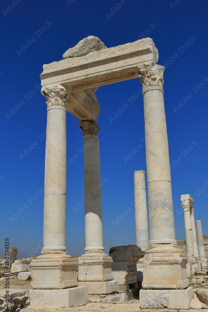 The ancient city of Laodicea, Denizli-Turkey. The excavations are still in progress in the ancient city, where one of the seven major churches of Christianity is also a part. The ancient city of Laodicea, Denizli-Turkey. The excavations are still in progress in the ancient city, where one of the seven major churches of Christianity is also a part.
