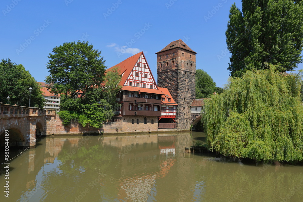 View of the city of Nuremberg in summer. Germany. Scenic view of the Old Town architecture in Nuremberg. View of the city of Nuremberg in summer. Germany. Scenic view of the Old Town architecture in Nuremberg.