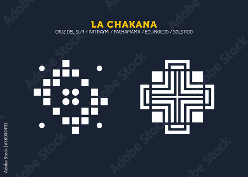 Inca Cross Chakana, Inti Raymi Ecuador, Peru emblematic symbol of an ancestral and cultural celebration of the Andean peoples for the winter solstice. Ethnic folk image. Tribe motif. Tribal. Pachamama