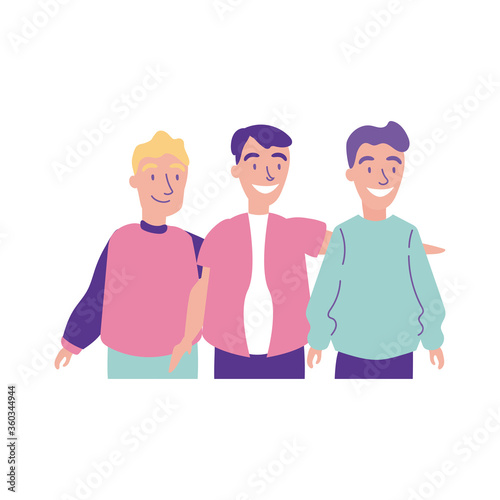 happy friendship day celebration with men group pastel flat style