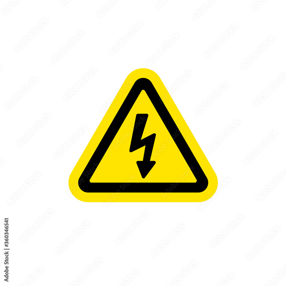Danger warning icon. / danger warning - Vector icon. Risk sign. Sign of lightning. Electricity icon. Over voltage. Transformer pictogram. Danger warning icon. / danger warning - Vector icon. Risk sign. Sign of lightning. Electricity icon. Over voltage. Transformer pictogram.