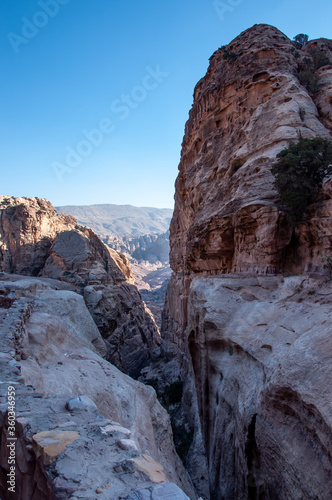 Ancient tombs carved in stone in Petra  Jordan