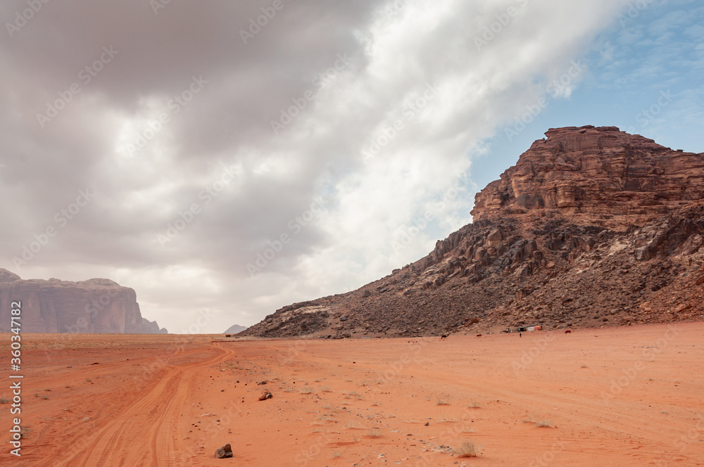 Scenic desert landscape in Wadi Rum, Jordan Scenic desert landscape in Wadi Rum, Jordan