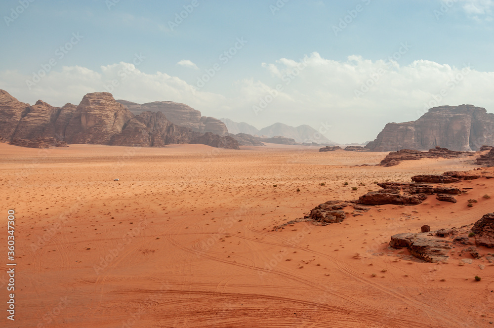 Scenic desert landscape in Wadi Rum, Jordan Scenic desert landscape in Wadi Rum, Jordan
