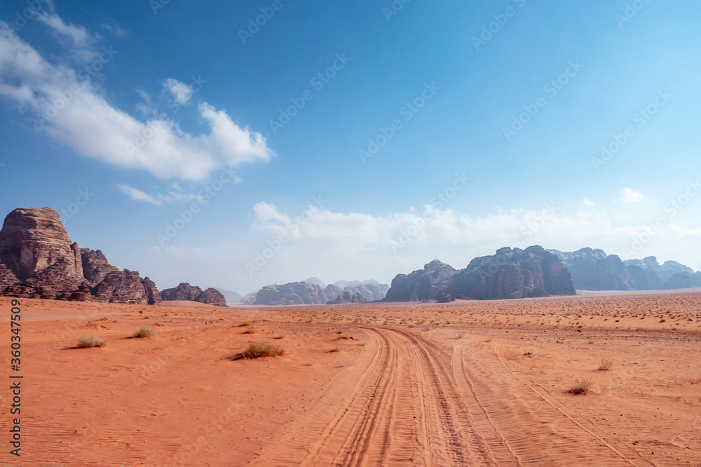 Scenic desert landscape in Wadi Rum, Jordan Scenic desert landscape in Wadi Rum, Jordan