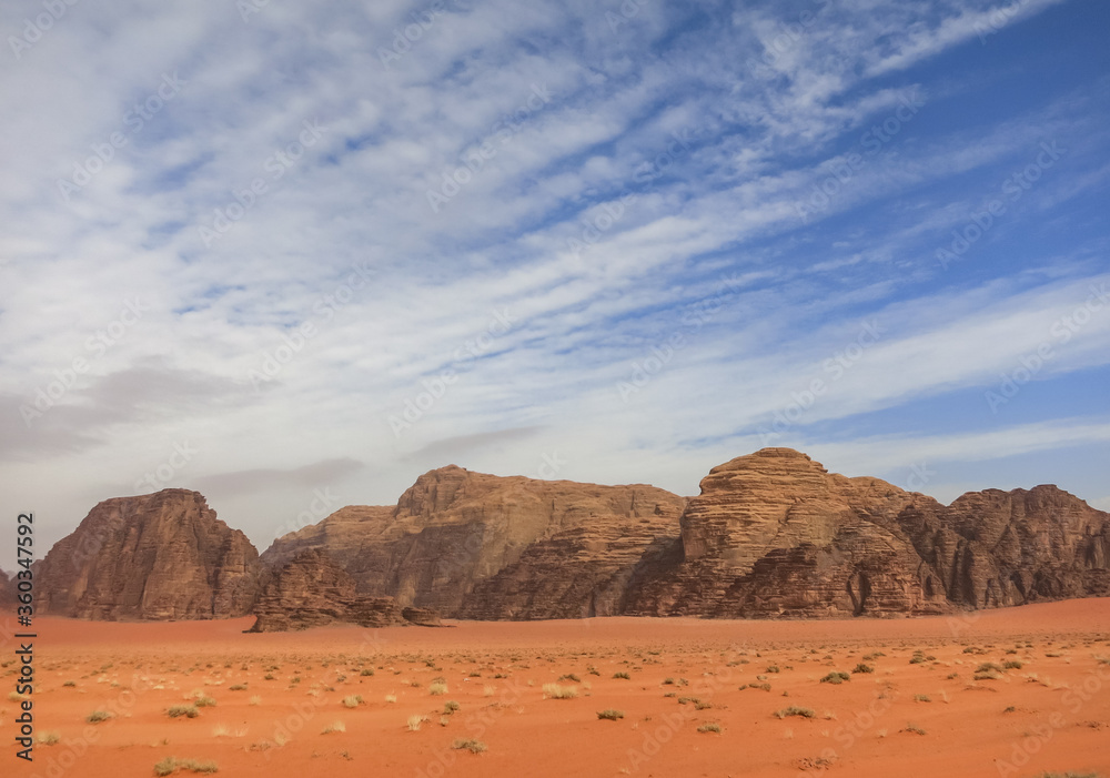 Scenic desert landscape in Wadi Rum, Jordan Scenic desert landscape in Wadi Rum, Jordan