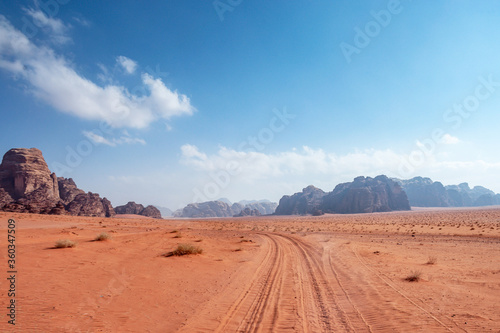 Scenic desert landscape in Wadi Rum  Jordan