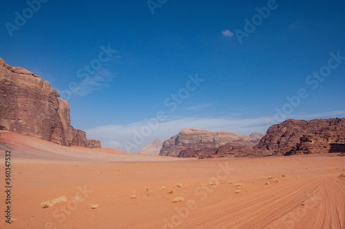 Scenic desert landscape in Wadi Rum  Jordan