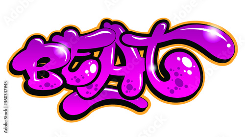 Vector beat word lettering in urban graffiti style in customizable colors.