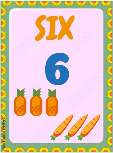 Preschool and toddler math with pineapple and carrot  design