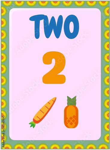 Preschool and toddler math with pineapple and carrot  design