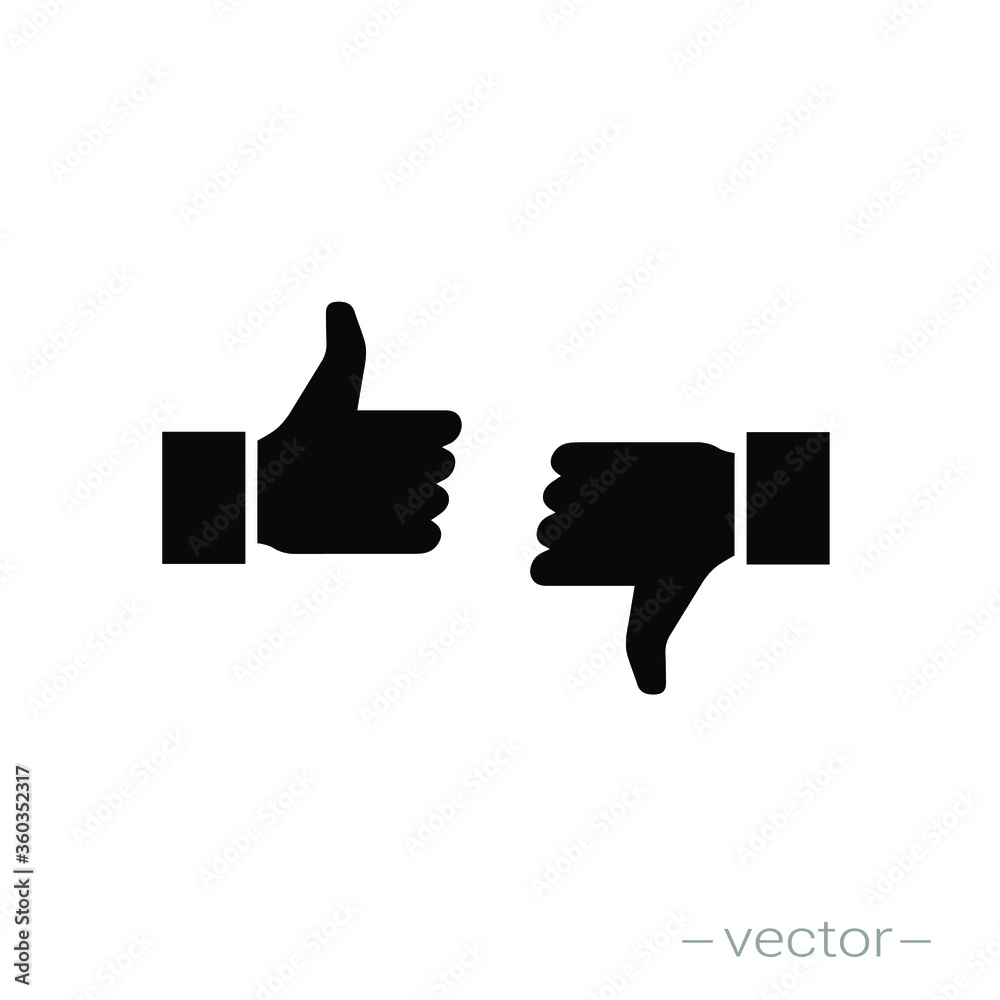 Thumbs up and thumbs down. Vector illustration solid icon. EPS 10. Thumbs up and thumbs down. Vector illustration solid icon. EPS 10.