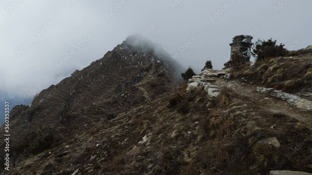 Time lapse - clouds climb the mountain valley. Himalaya landscape and mountain views. Time lapse - clouds climb the mountain valley. Himalaya landscape and mountain views.