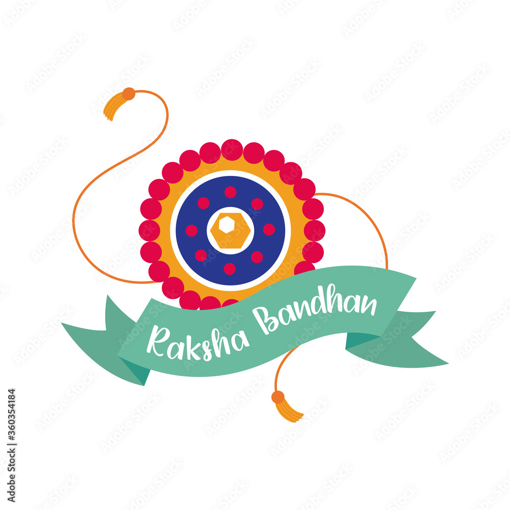 happy raksha bandhan flower wristband accessory and ribbon frame flat style happy raksha bandhan flower wristband accessory and ribbon frame flat style