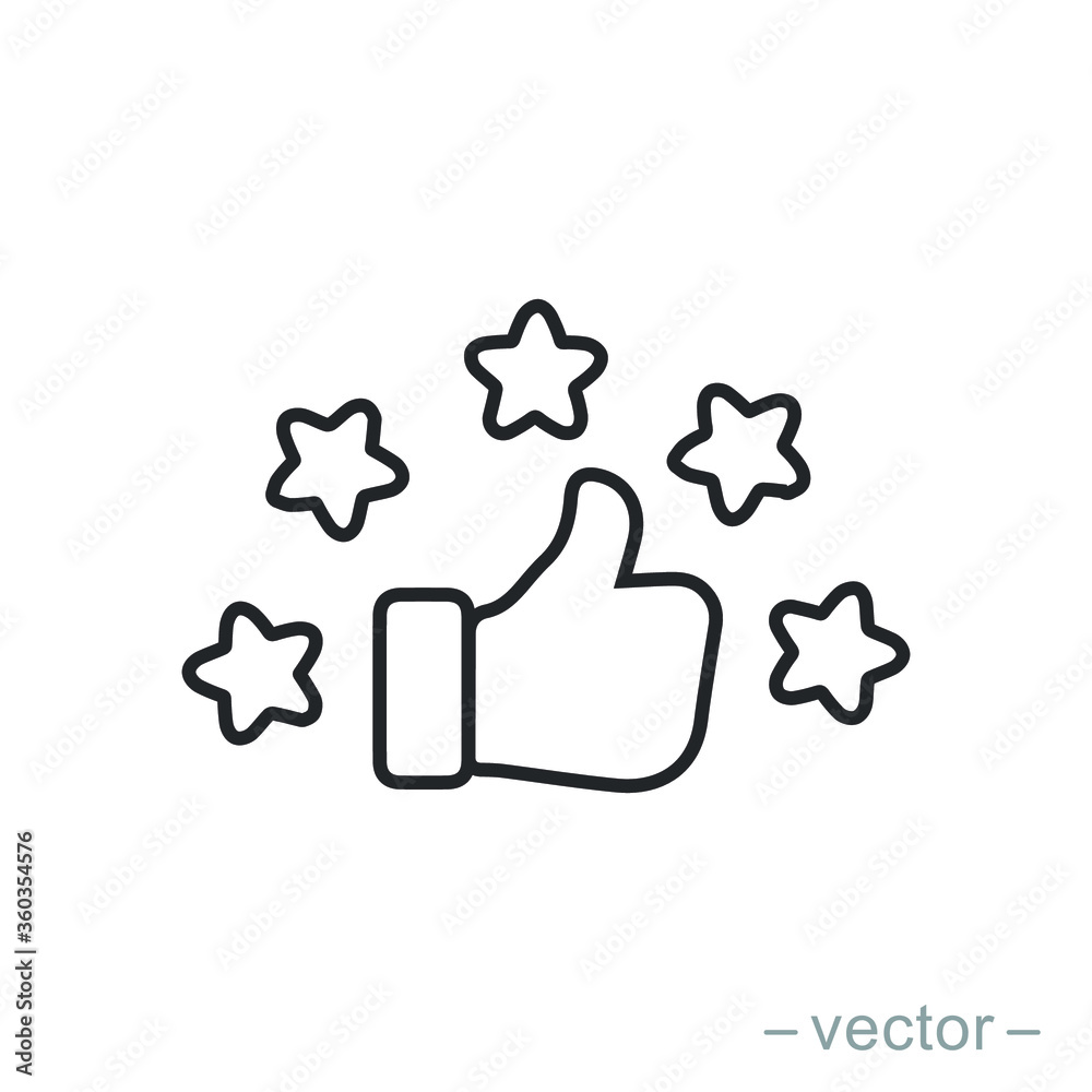 customer review icon, quality rating, feedback, five stars line symbol on white background - editable stroke vector illustration eps10 customer review icon, quality rating, feedback, five stars line symbol on white background - editable stroke vector illustration eps10