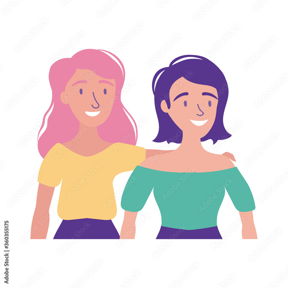 happy friendship day celebration with couple of girls pastel flat style happy friendship day celebration with couple of girls pastel flat style