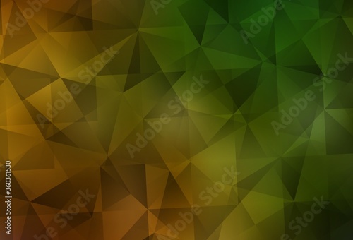 Dark Green, Yellow vector gradient triangles texture.