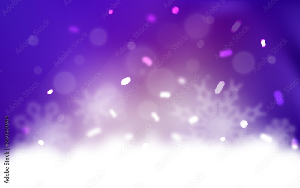 Light Purple vector cover with beautiful snowflakes. Modern geometrical abstract illustration with crystals of ice. New year design for your business advert.