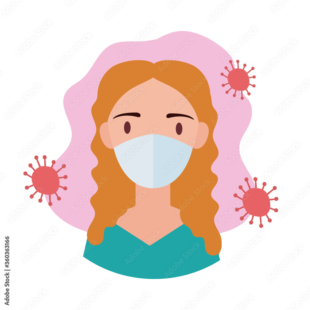 blond woman wearing medical mask block style blond woman wearing medical mask block style