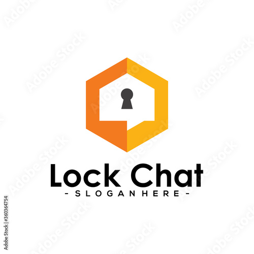 Lock Chat Logo Template Design. Chat Security vector illustration.