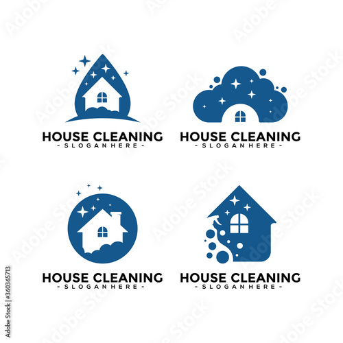 Set of House Cleaning Service logo vector combination. Creative cleaning logo template design.