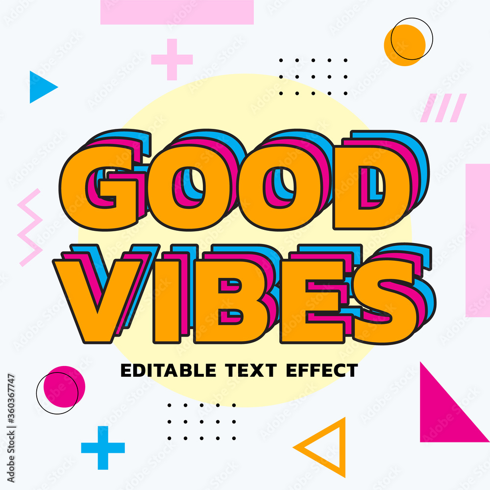 Obraz premium good vibes vector editable text effect