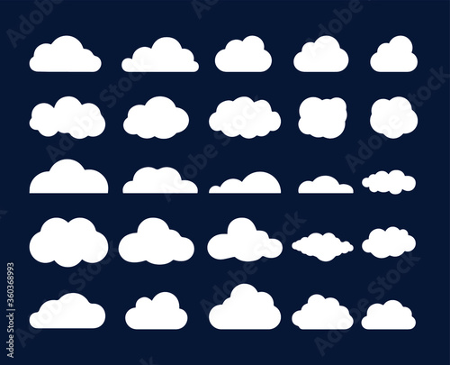 White clouds. On dark background. Banner Icons. Vector. Design elements. EPS 10.