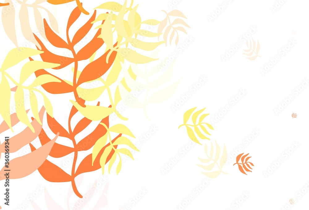 Fototapeta premium Light Orange vector elegant template with leaves.