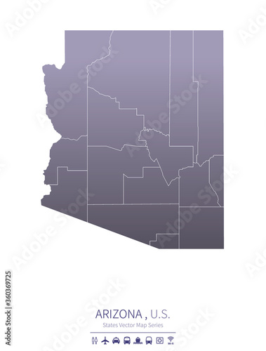 arizona map. us states vector map series. 