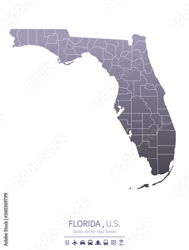 florida map. us states vector map series. 