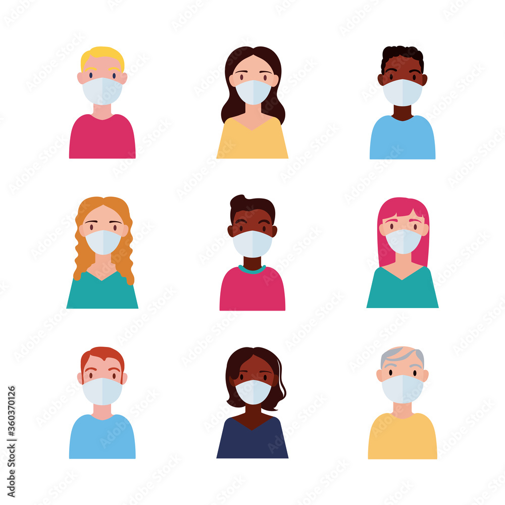 dirvesity people wearing medical mask flat style dirvesity people wearing medical mask flat style