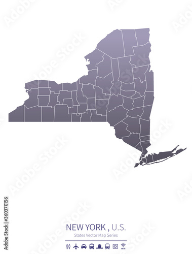 new york map. us states vector map series. 