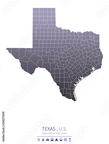 texas map. us states vector map series. 