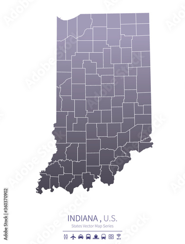 indiana map. us states vect...