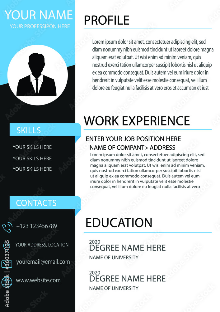 blue color full customized creative and modern curriculum vitae design