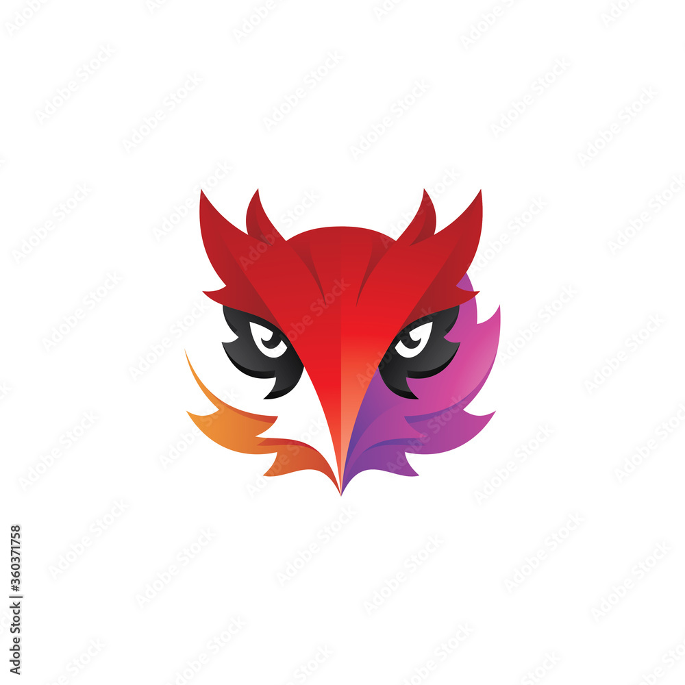 Abstract Owl Head with Modern Gradient Color Style